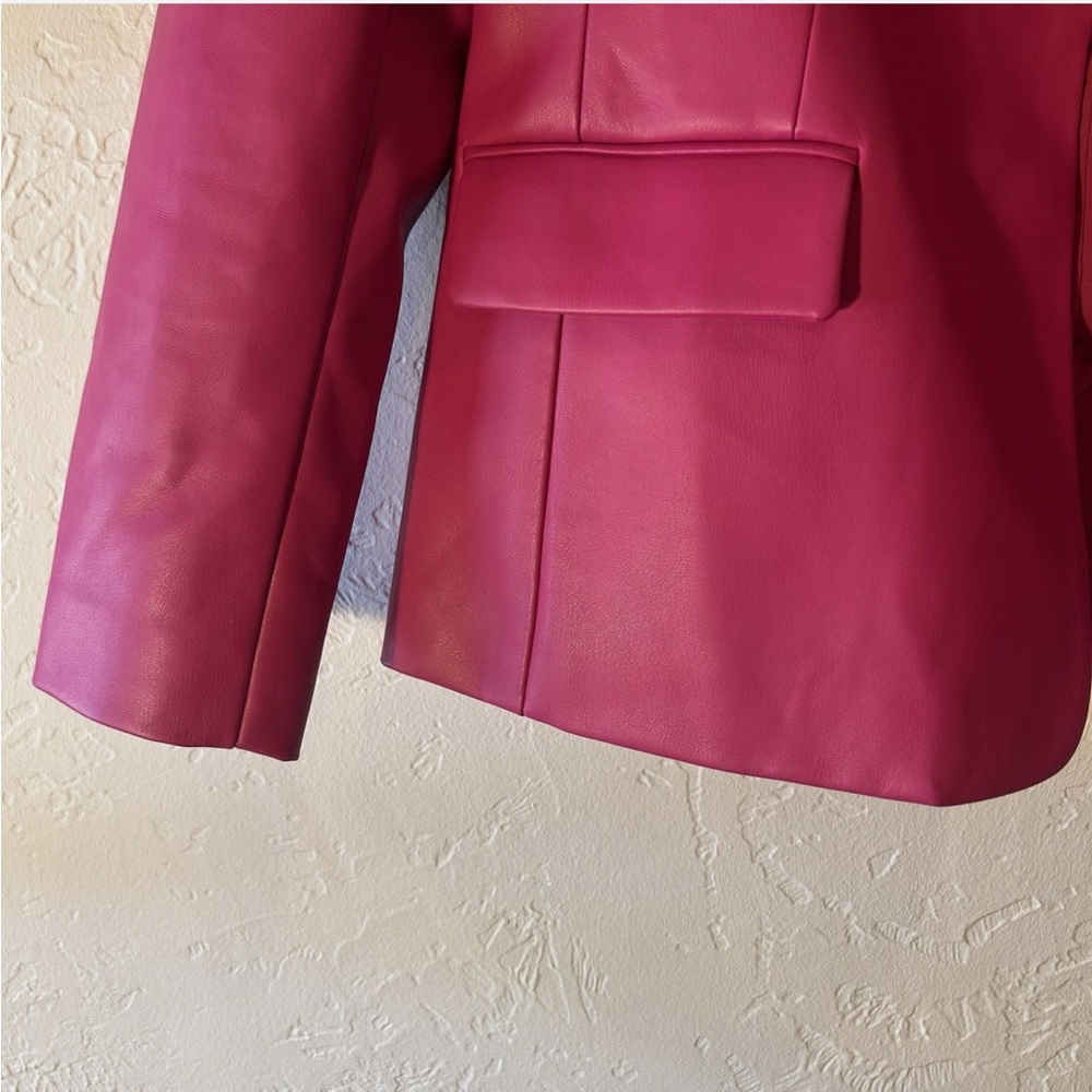 NWT BCBGeneration Faux Leather Blazer Suit Jacket in Pink Peacock - Size XS - Picture 9 of 9